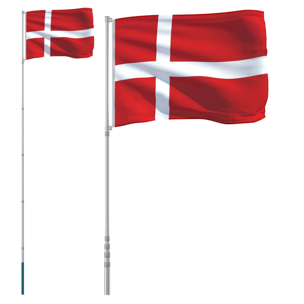 Denmark Flag and Pole 5.55m Aluminum