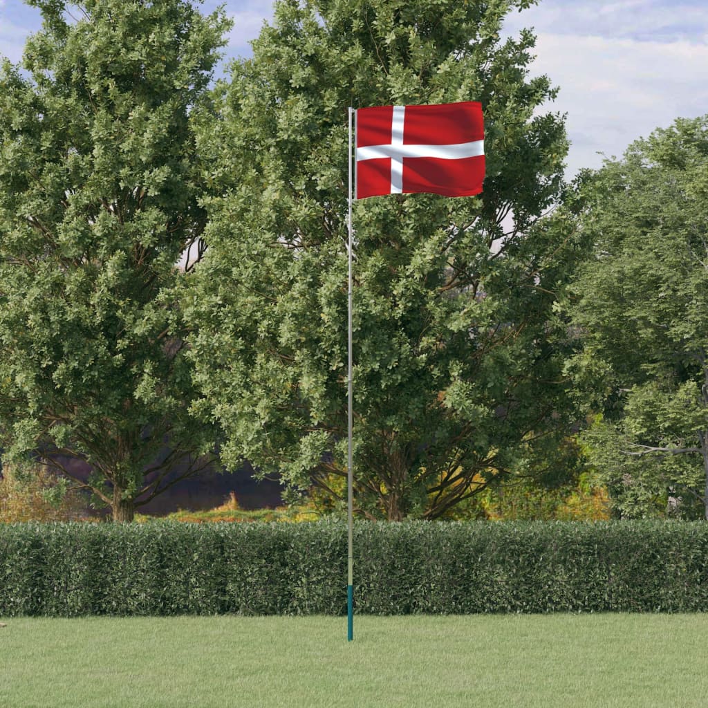 Denmark Flag and Pole 5.55m Aluminum