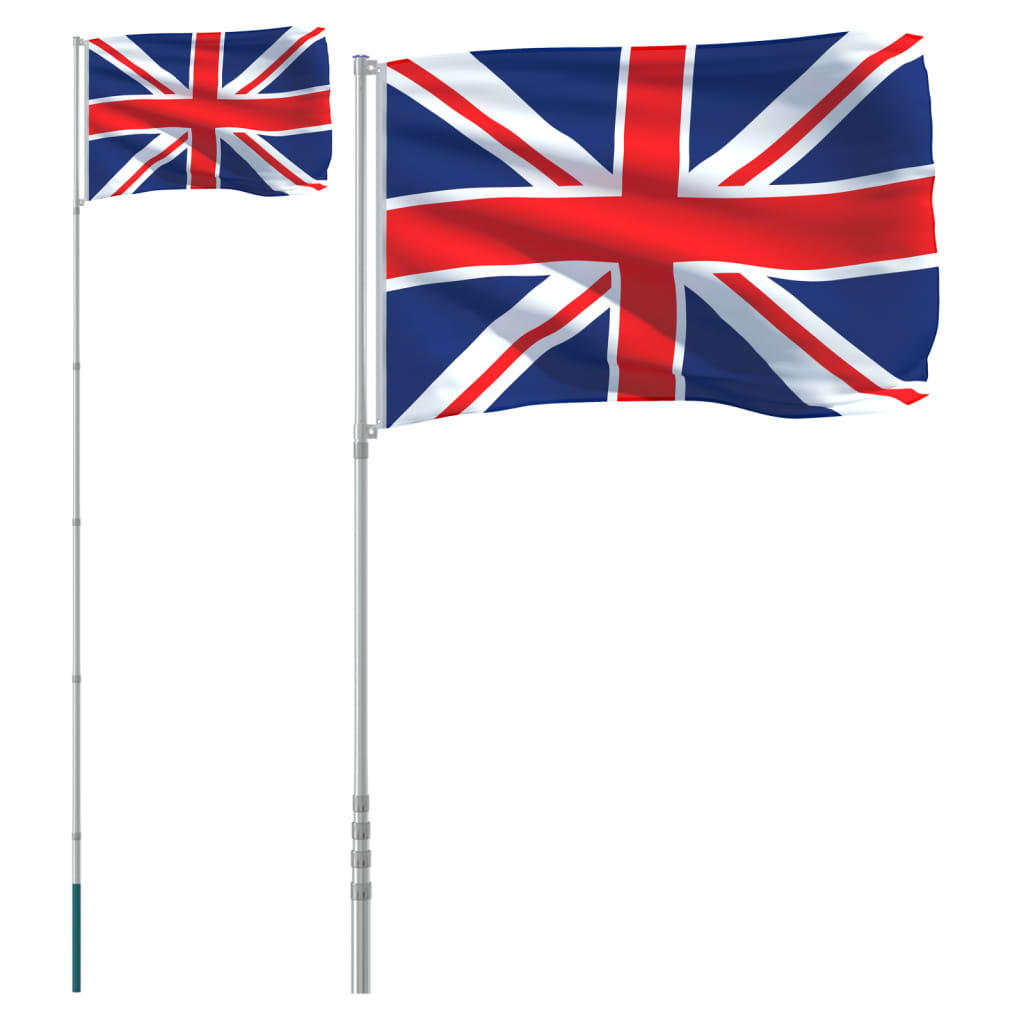 UK Flag and Pole 5.55m Aluminium