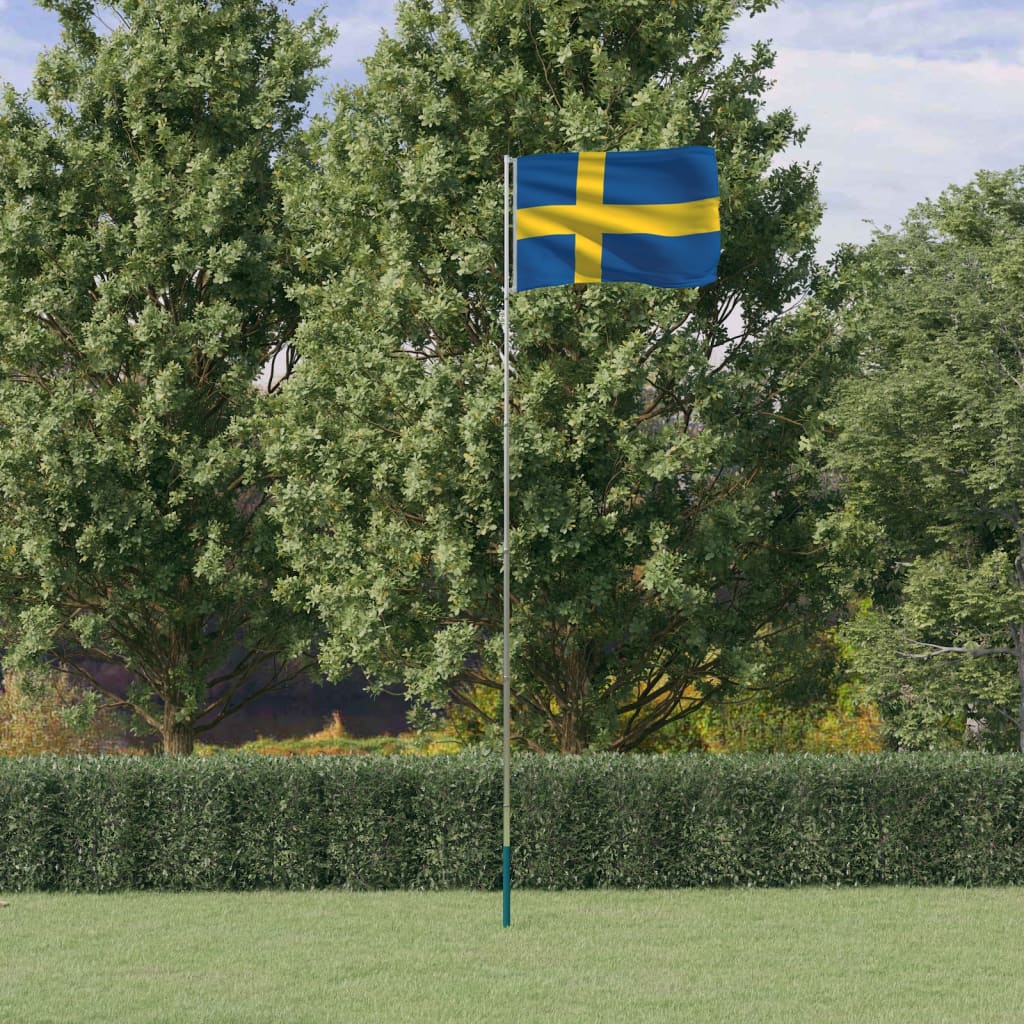 Drapeau de la Suède et mât 5,55 m Aluminium