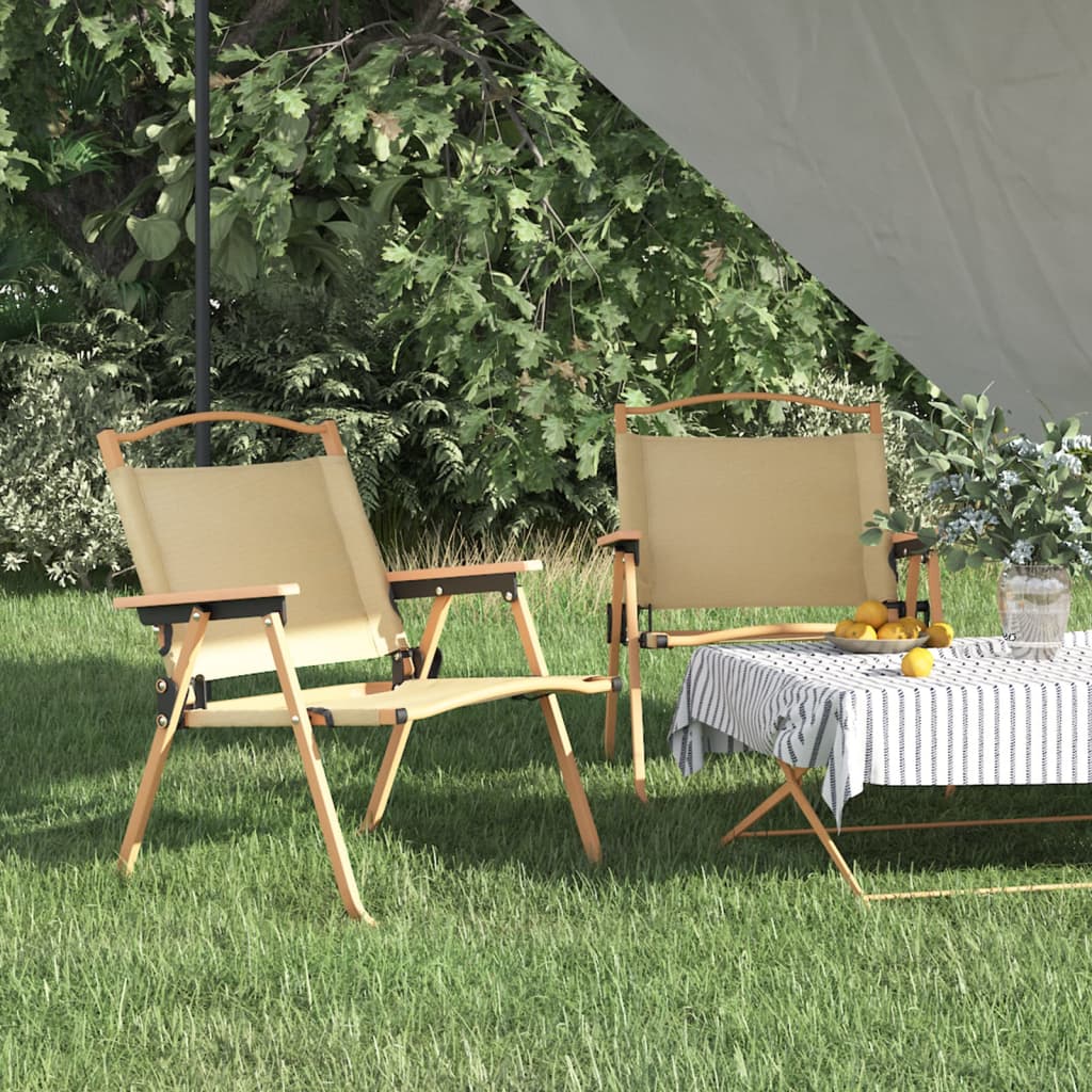 Campingstühle 2er-Set Beige 54x43x59 cm Oxford-Stoff