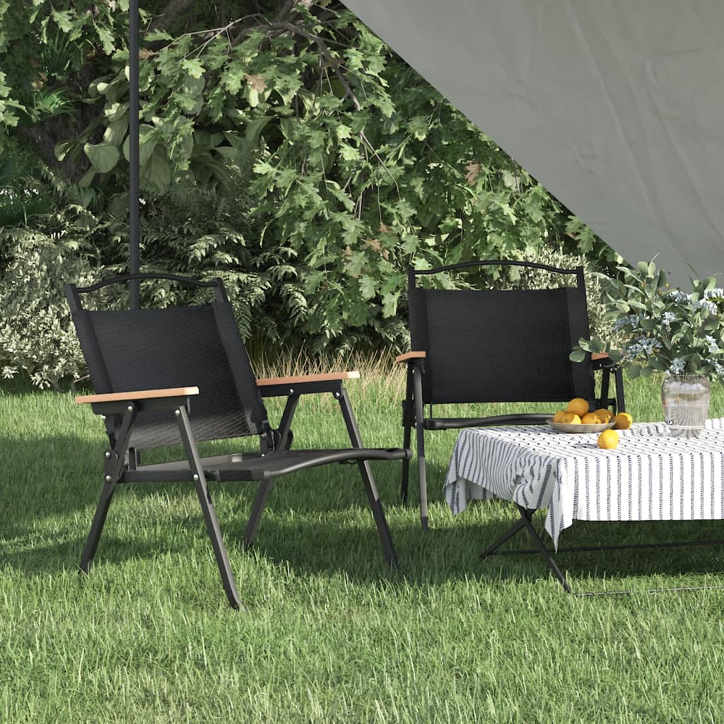 Campingstühle 2er-Set Schwarz 54x43x59 cm Oxford-Stoff