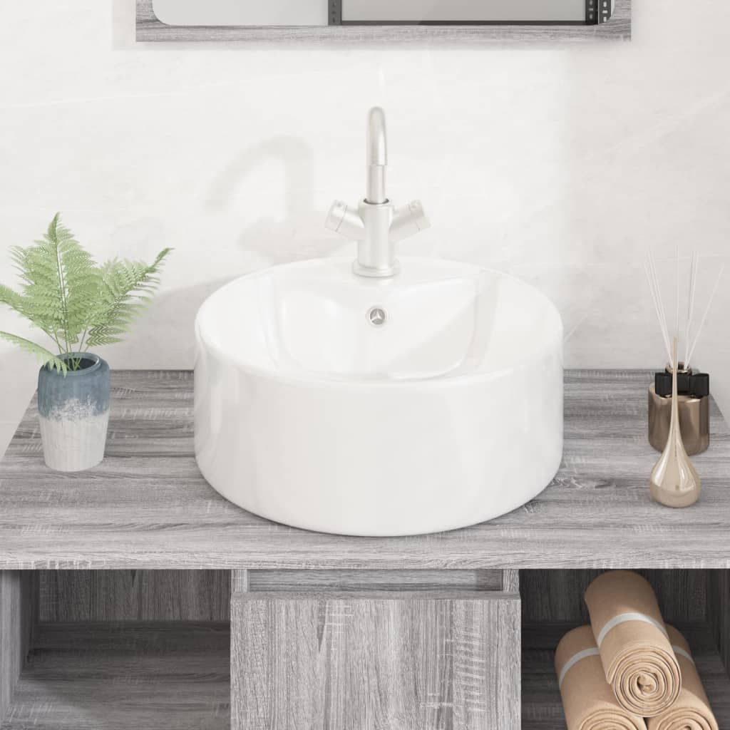 Lavabo blanc 40x14,5 cm céramique rond