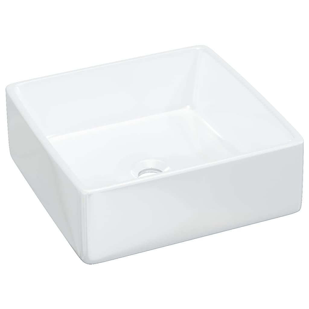 Lavabo blanc 37x37x13 cm céramique carré