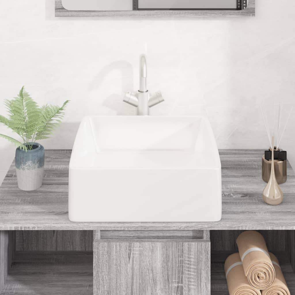 Lavabo blanc 37x37x13 cm céramique carré