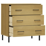 Buffet avec 3 tiroirs Marron 77x40x79,5 cm Bois massif OSLO