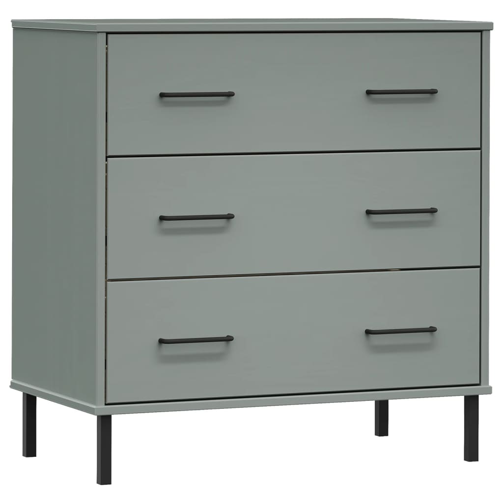 Buffet avec 3 tiroirs Gris 77x40x79,5 cm Bois massif OSLO