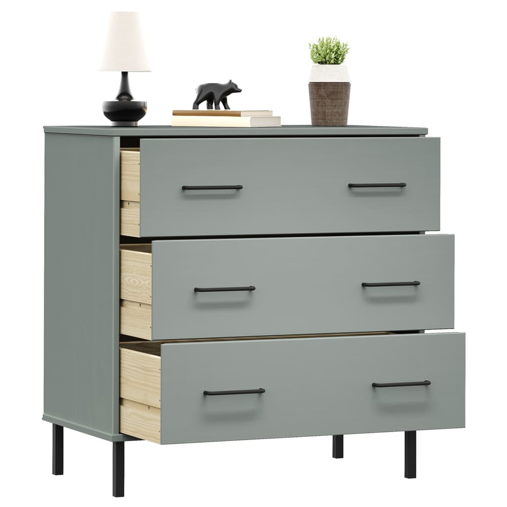 Buffet avec 3 tiroirs Gris 77x40x79,5 cm Bois massif OSLO