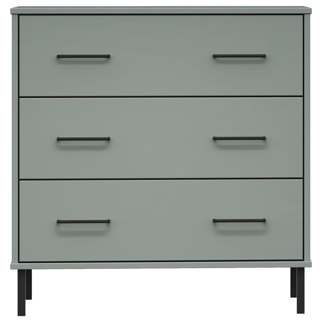 Buffet avec 3 tiroirs Gris 77x40x79,5 cm Bois massif OSLO