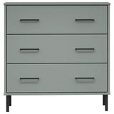 Buffet avec 3 tiroirs Gris 77x40x79,5 cm Bois massif OSLO