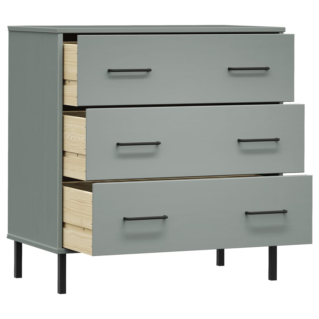 Buffet avec 3 tiroirs Gris 77x40x79,5 cm Bois massif OSLO