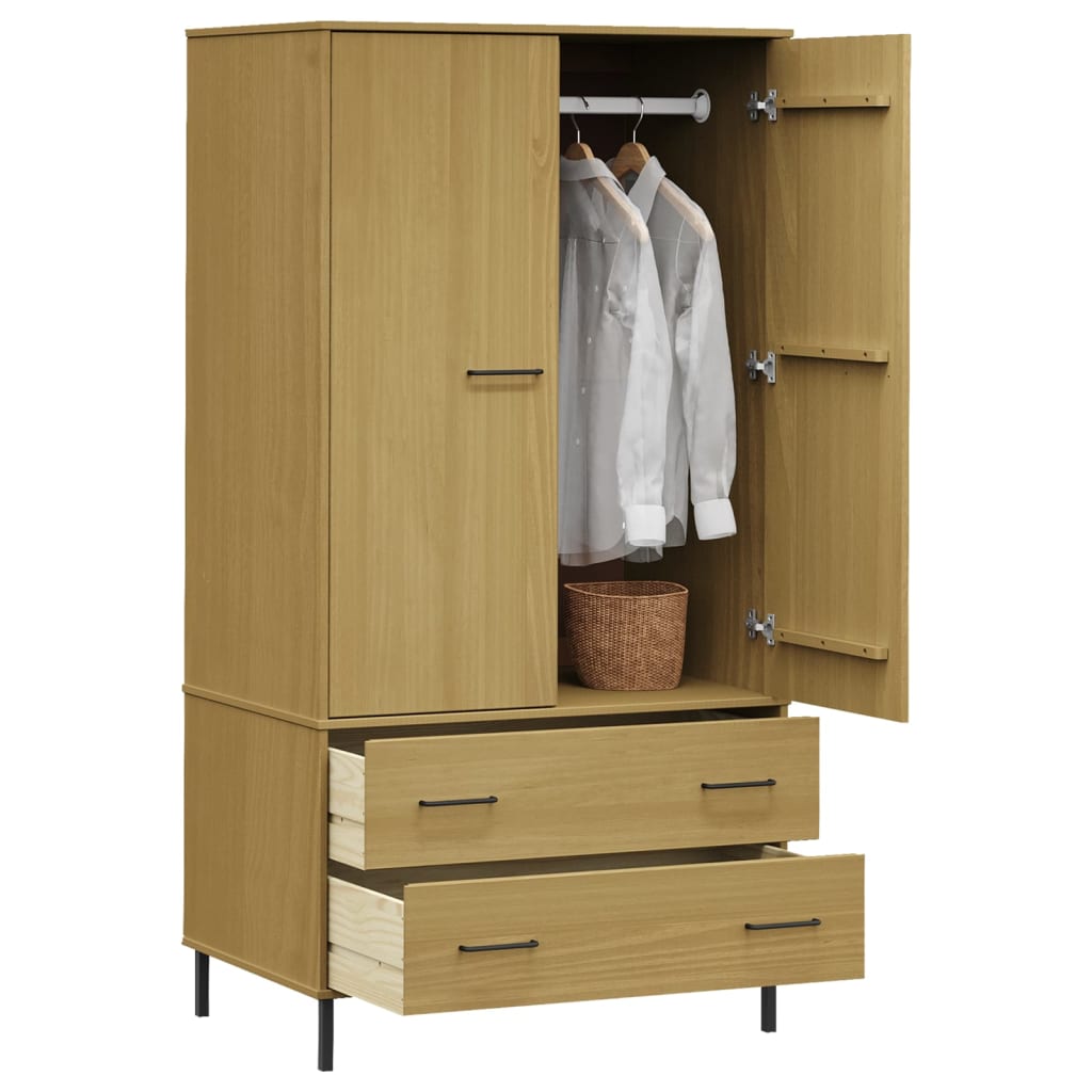 Garde-robe avec pieds en métal Marron 90x55x172,5 cm Bois OSLO