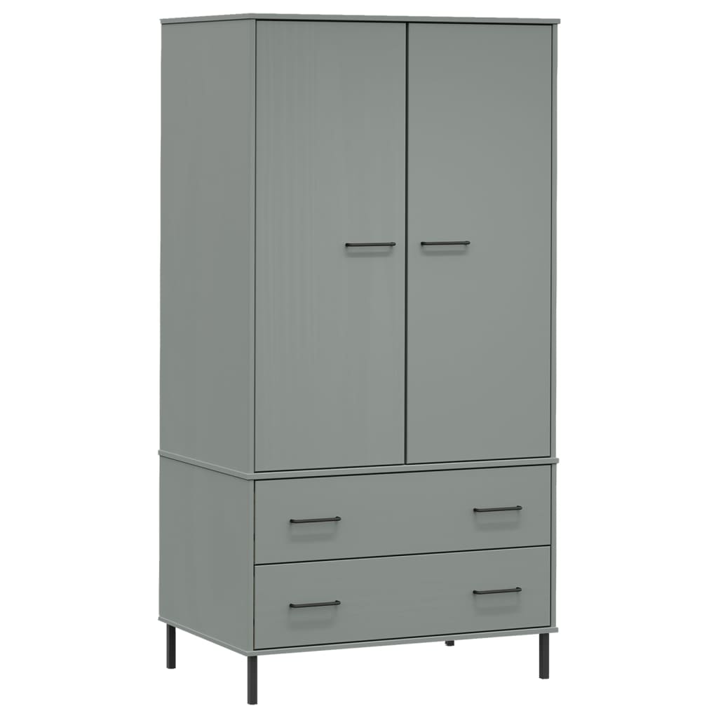 Garde-robe avec pieds en métal Gris 90x55x172,5 cm Bois OSLO