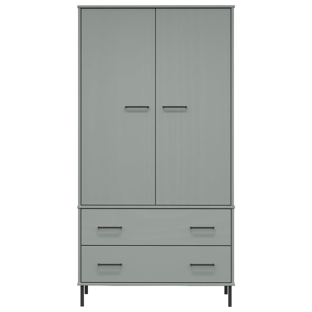 Garde-robe avec pieds en métal Gris 90x55x172,5 cm Bois OSLO