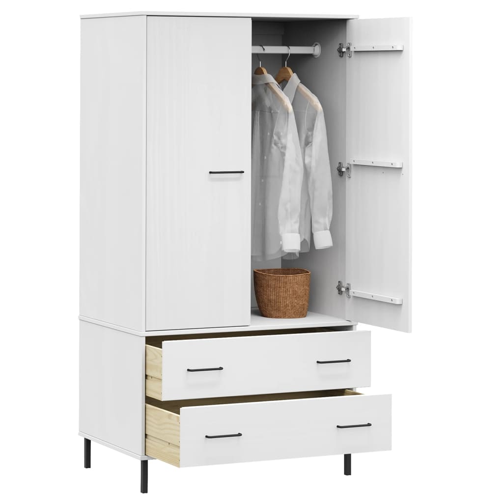 Garde-robe avec pieds en métal Blanc 90x55x172,5 cm Bois OSLO