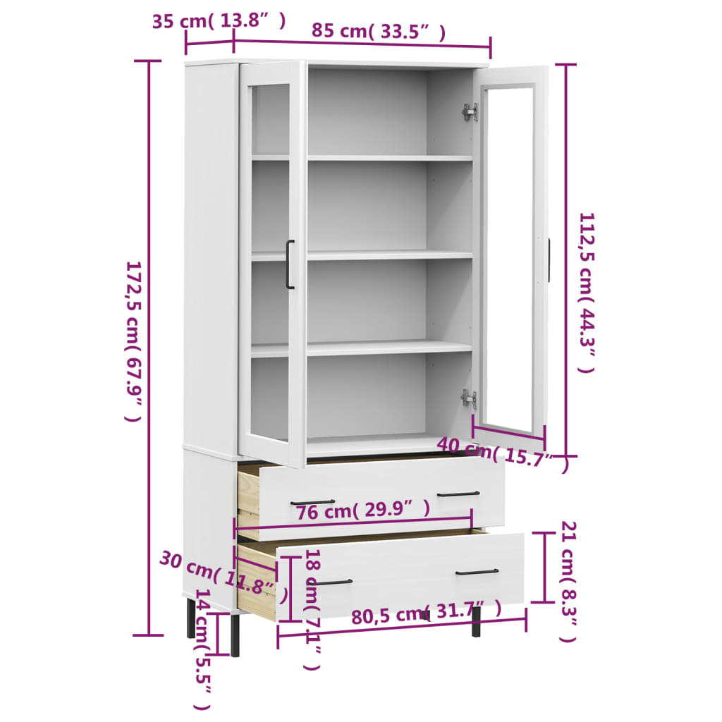 Bibliothèque avec pieds en métal Blanc 85x35x172,5 cm Bois OSLO