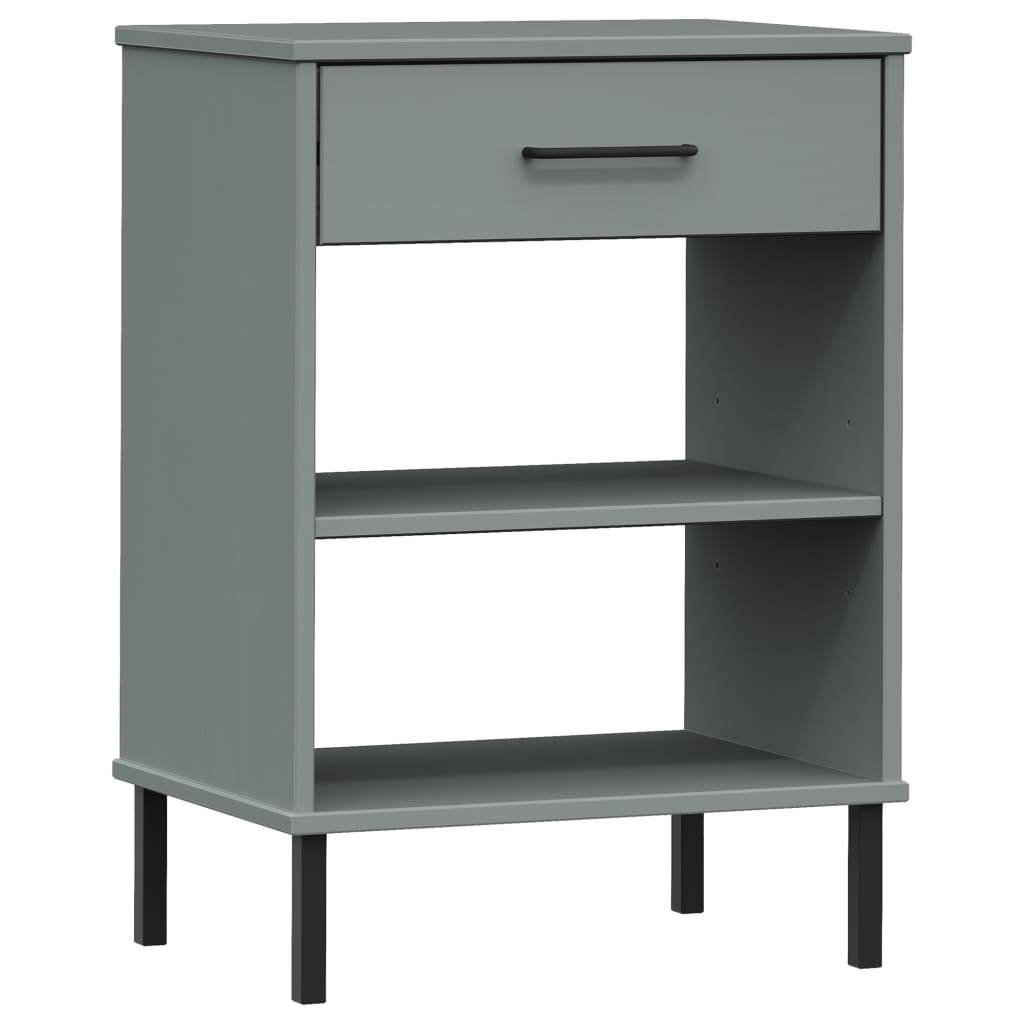 Armoire console avec pieds en métal Gris Bois pin massif OSLO