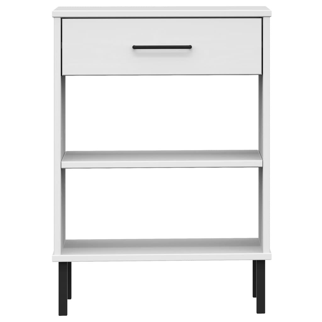 Armoire console avec pieds en métal Blanc Bois pin massif OSLO