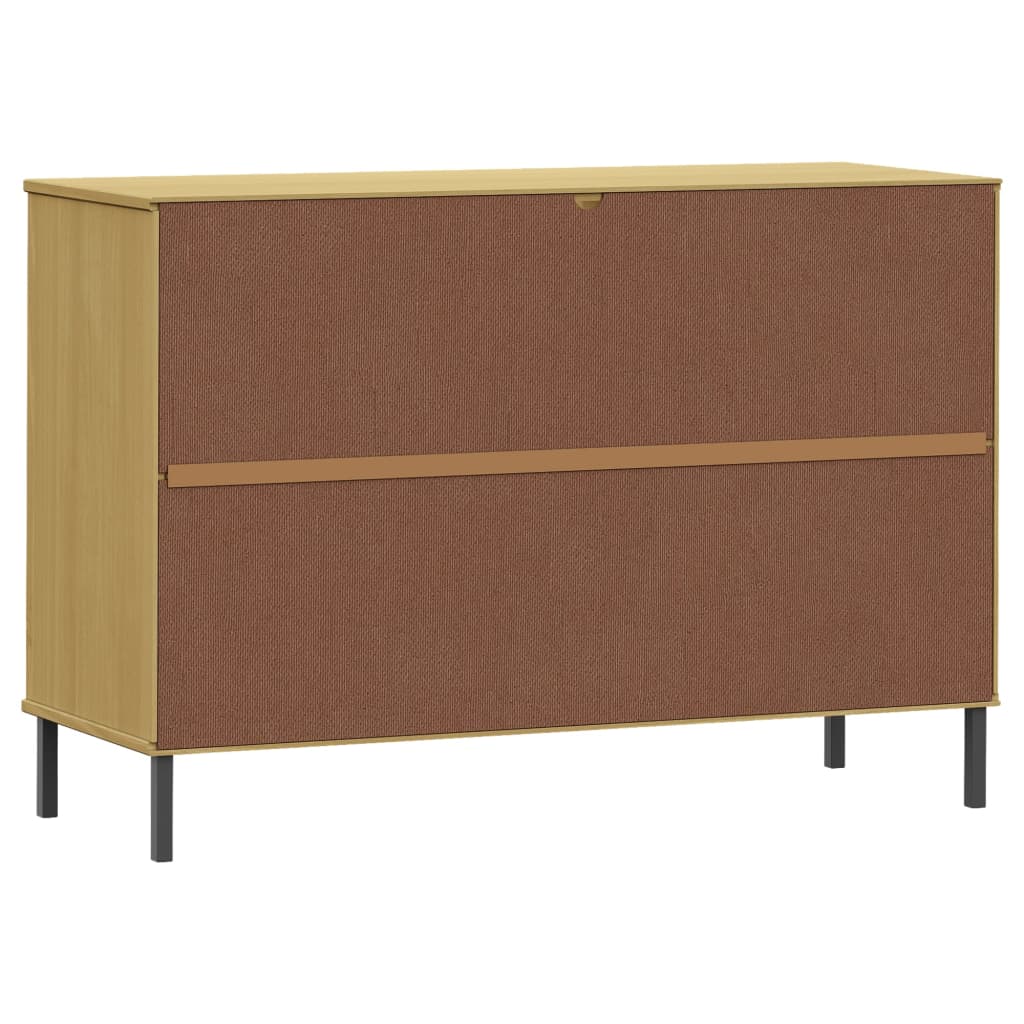 Buffet avec pieds en métal Marron 113x40x77 cm Bois massif OSLO