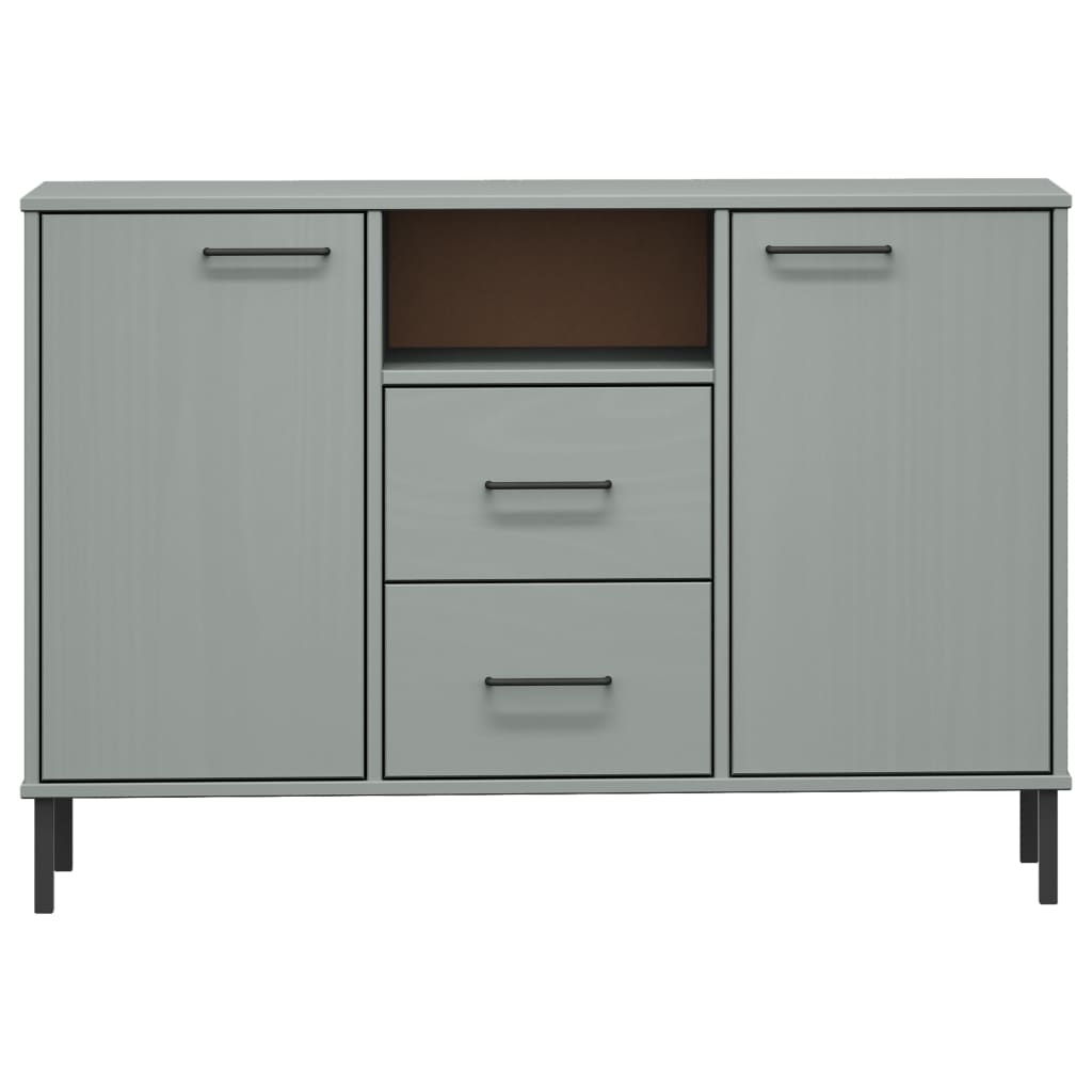 Buffet avec pieds en métal Gris 113x40x77 cm Bois massif OSLO