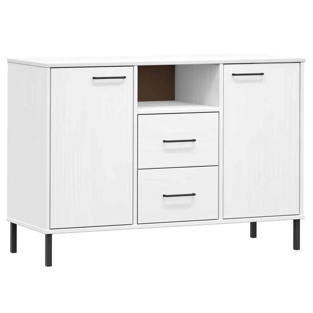 Buffet avec pieds en métal Blanc 113x40x77 cm Bois massif OSLO