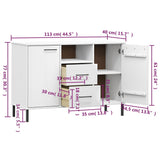 Buffet avec pieds en métal Blanc 113x40x77 cm Bois massif OSLO