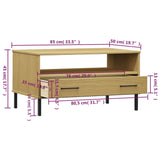 Couchtisch mit Metallbeinen Braun 85x50x45 cm Holz OSLO