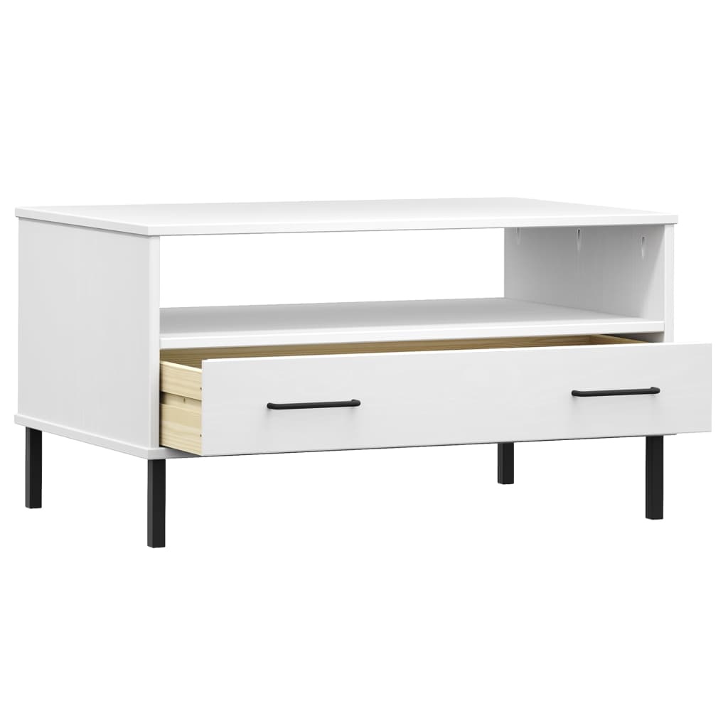 Coffee table with metal legs White 85x50x45 cm Wood OSLO