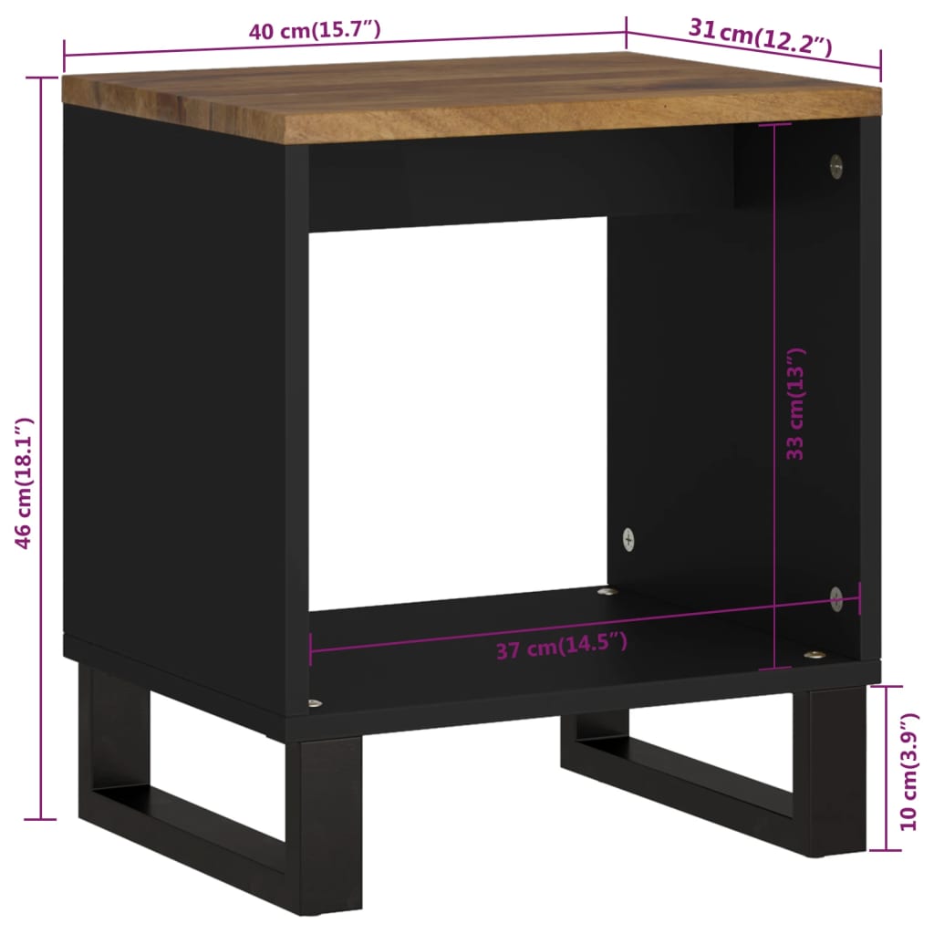 Table basse 40x31x46 cm Bois de manguier solide et d'ingénierie