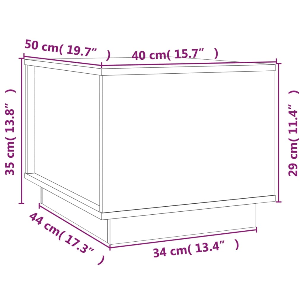 Table basse Noir 40x50x35 cm Bois massif de pin