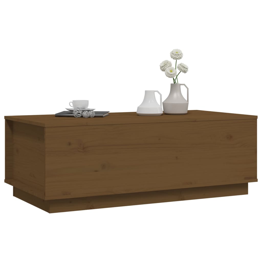 Table basse Marron miel 100x50x35 cm Bois massif de pin