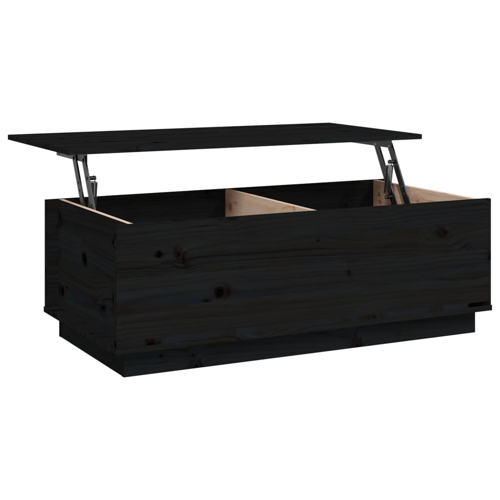 Table basse Noir 100x50x35 cm Bois massif de pin