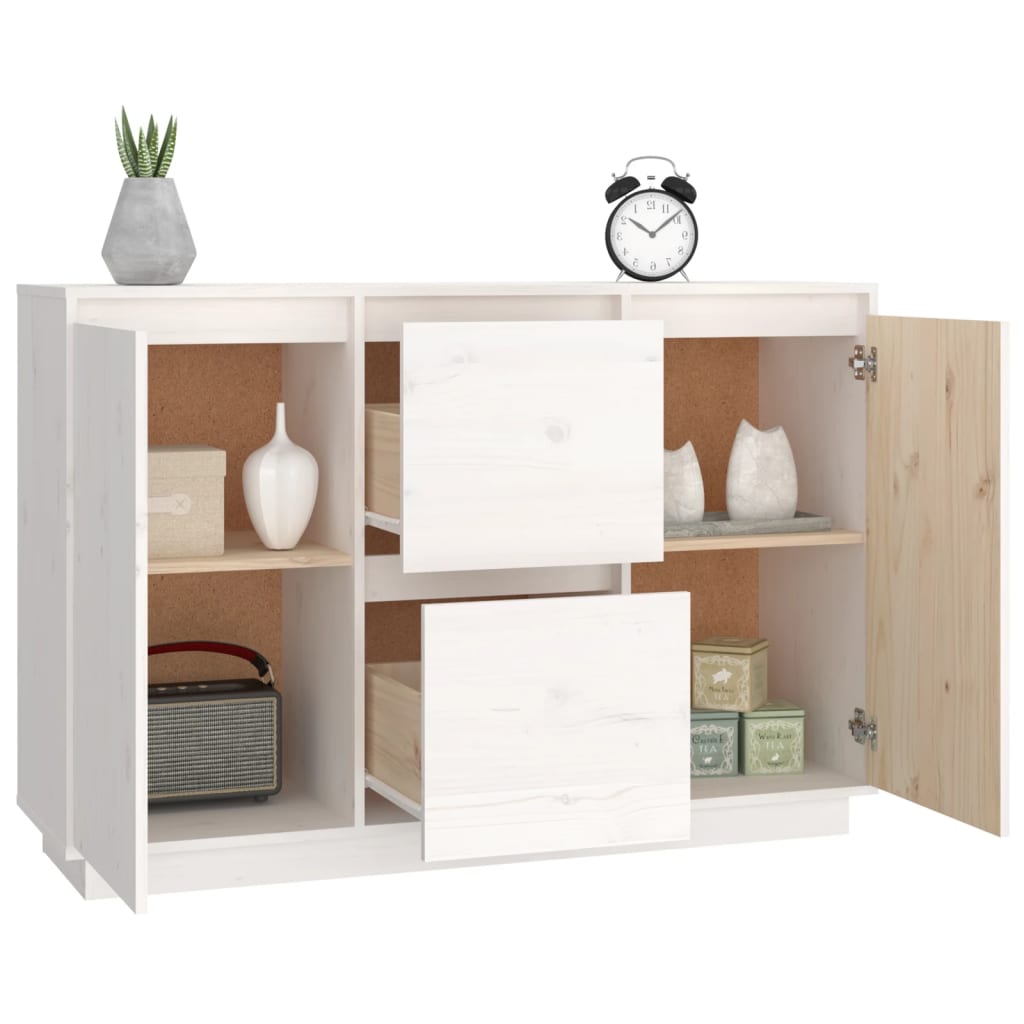 Buffet Blanc 111x34x75 cm Bois massif de pin