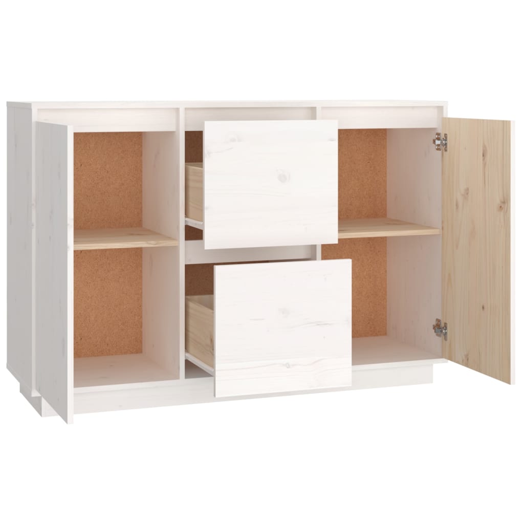 Buffet Blanc 111x34x75 cm Bois massif de pin