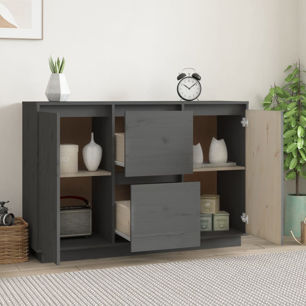 Grey Sideboard 111x34x75 cm Solid pine wood