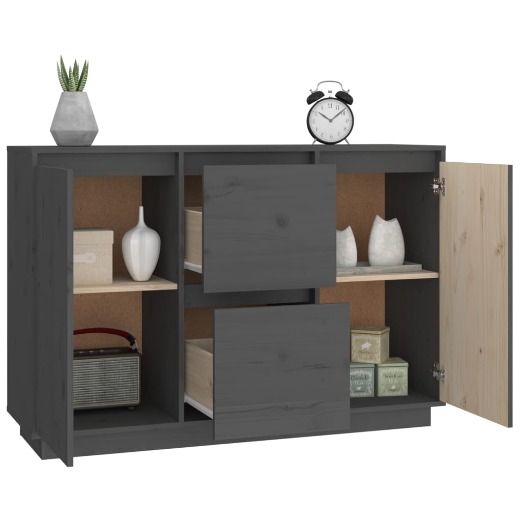 Grey Sideboard 111x34x75 cm Solid pine wood