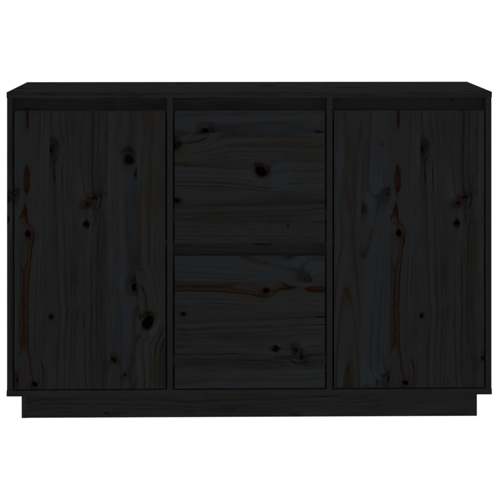 Buffet Noir 111x34x75 cm Bois massif de pin