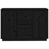 Buffet Noir 111x34x75 cm Bois massif de pin