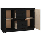 Buffet Noir 111x34x75 cm Bois massif de pin