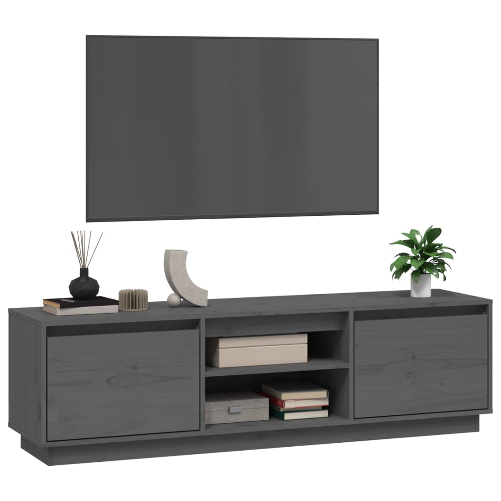 Meuble TV Gris 140x35x40 cm Bois de pin massif