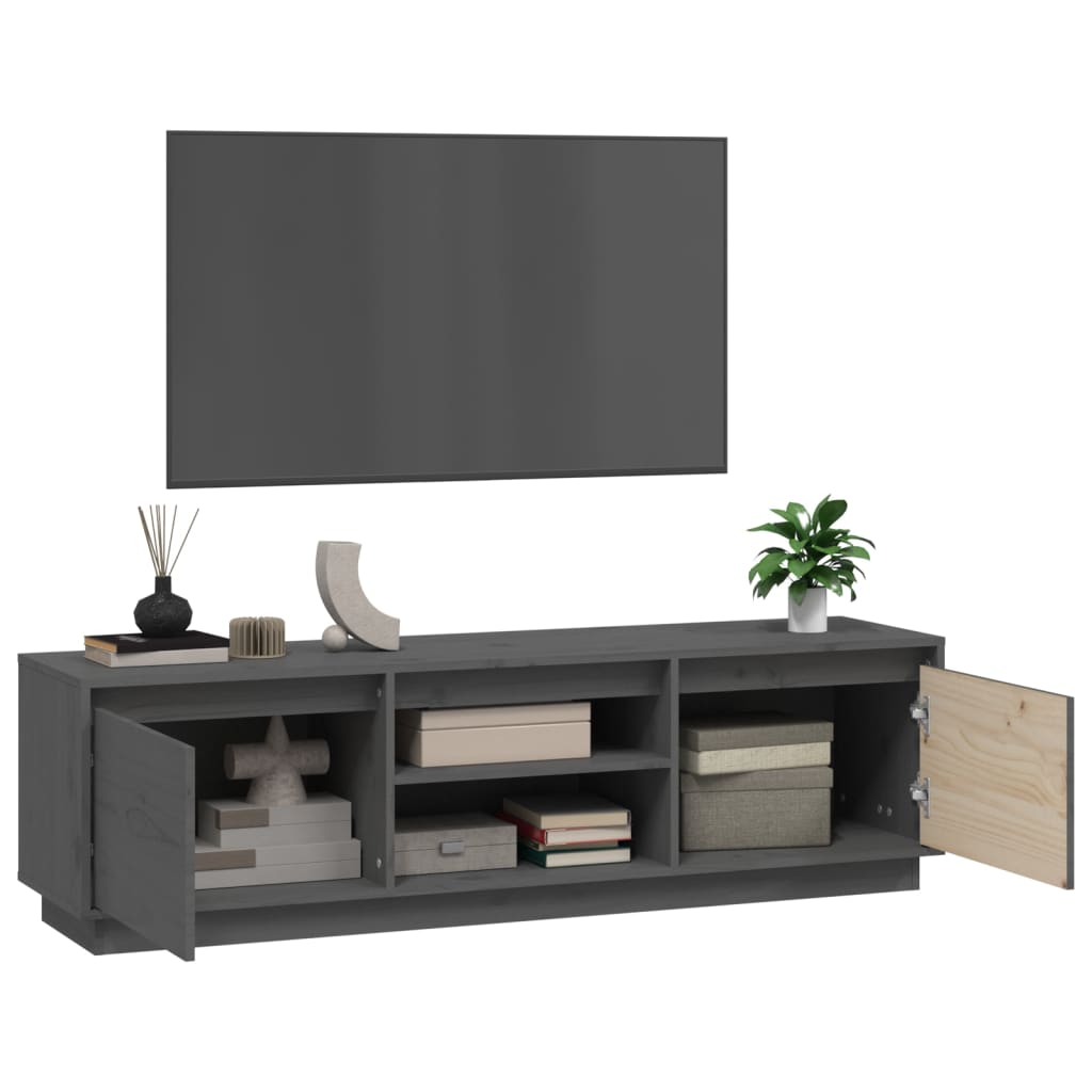 Meuble TV Gris 140x35x40 cm Bois de pin massif