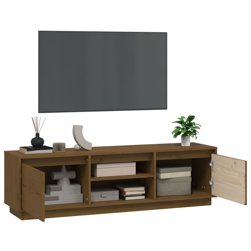 Meuble TV Marron miel 140x35x40 cm Bois de pin massif