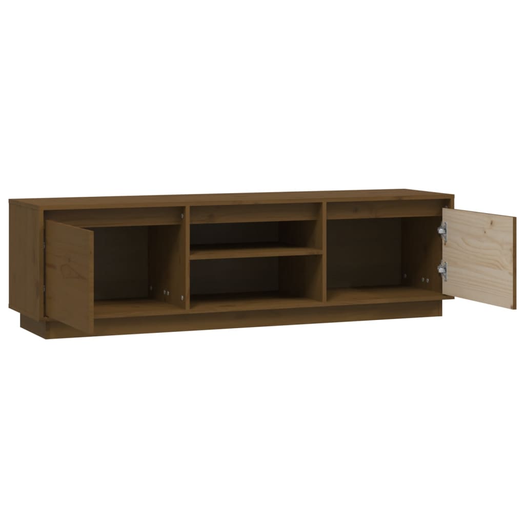 Meuble TV Marron miel 140x35x40 cm Bois de pin massif