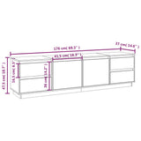 Meuble TV Blanc 176x37x47,5 cm Bois de pin massif