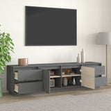 Grey TV cabinet 176x37x47.5 cm Solid pine wood