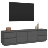 Grey TV cabinet 176x37x47.5 cm Solid pine wood