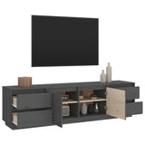 Grey TV cabinet 176x37x47.5 cm Solid pine wood