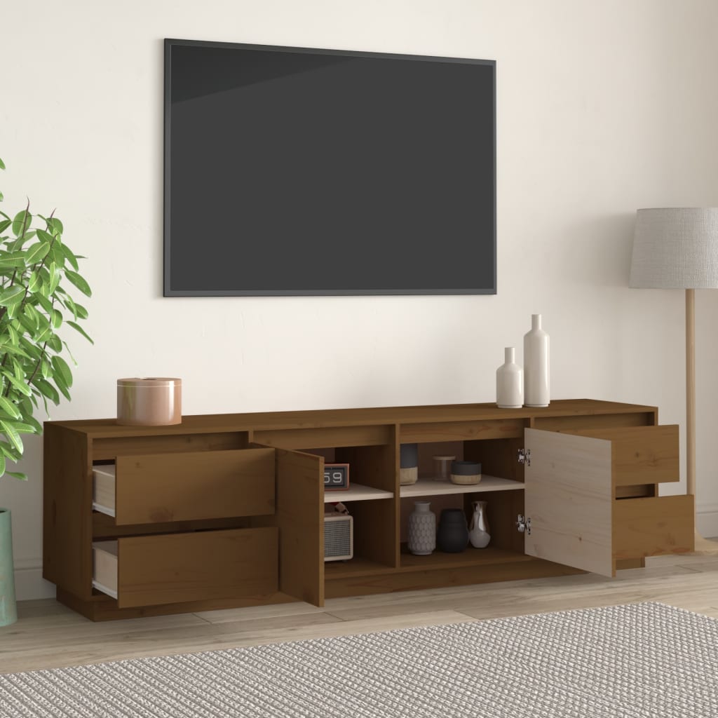 Honey Brown TV Cabinet 176x37x47.5 cm Solid Pine Wood