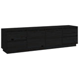 Meuble TV Noir 176x37x47,5 cm Bois de pin massif