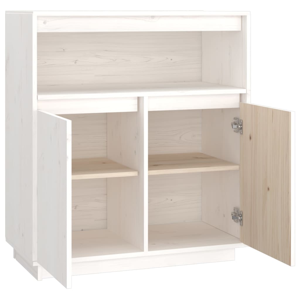 Buffet Blanc 70x34x80 cm Bois massif de pin